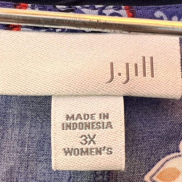 J. Jill Peasant Dress Boho Maxi Floral Sze 3X Sleeveless Blue Paisley Women Plus - Picture 3 of 7